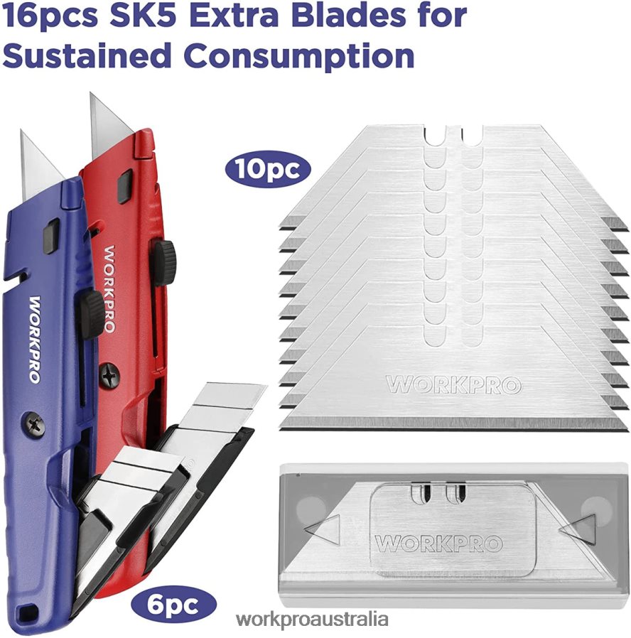 WORKPRO Retractable Utility Knife with Extra Blade Storage 2 Pack Quick-Change Box Cutters D4R0VT56 Tool Morden