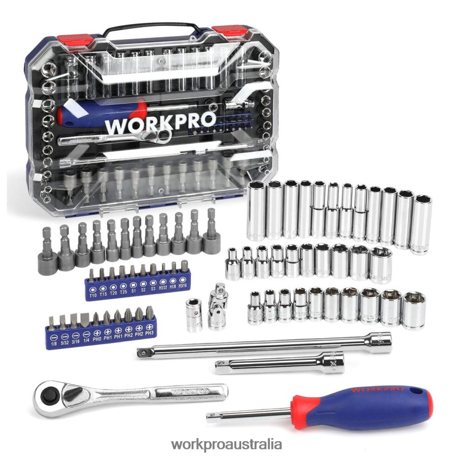 WORKPRO Socket Set 70 Pcs Drive Socket Set with Quick-Release Ratchet Metric and SAE D4R0VT308 Tool Morden