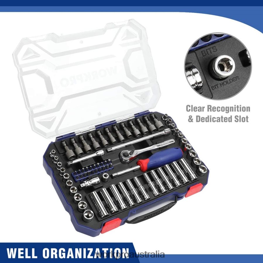 WORKPRO Socket Set 70 Pcs Drive Socket Set with Quick-Release Ratchet Metric and SAE D4R0VT308 Tool Morden