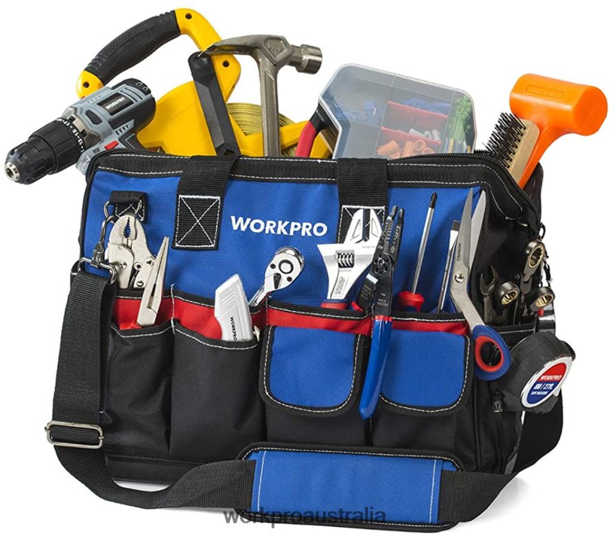 WORKPRO Tool Bag Closed Top Wide Slot Storage with Waterproof Base and Adjustable Shoulder Straps D4R0VT30 Storage Morden
