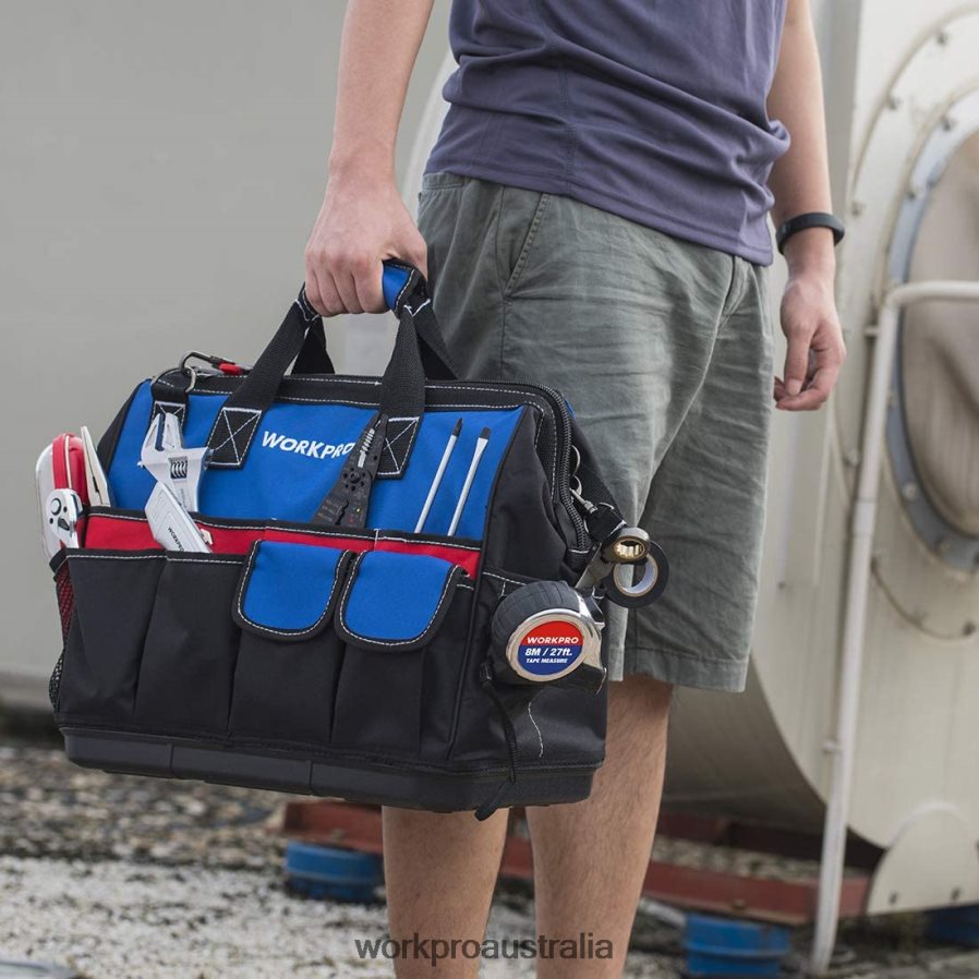 WORKPRO Tool Bag Closed Top Wide Slot Storage with Waterproof Base and Adjustable Shoulder Straps D4R0VT30 Storage Morden