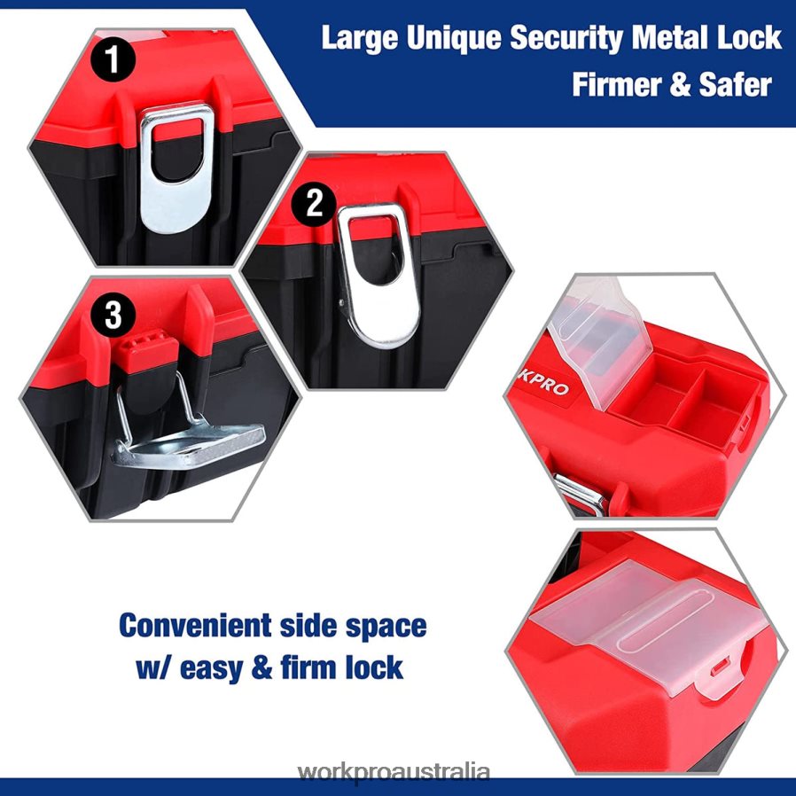 WORKPRO Tool Box Portable with Removable Tray Heavy Duty Toolbox with 2 Metal Latches D4R0VT33 Storage Useful