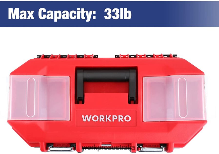 WORKPRO Tool Box Portable with Removable Tray Heavy Duty Toolbox with 2 Metal Latches D4R0VT33 Storage Useful