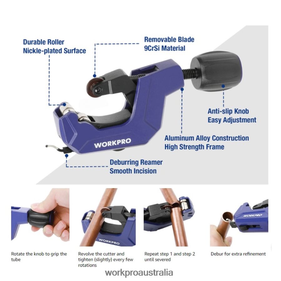 WORKPRO Tubing Cutter 1/8 to 1-1/8inch Tube Cutter Heavy Duty Pipe Cutter for Thin Copper PVC Aluminum Pipes D4R0VT153 Tool Useful