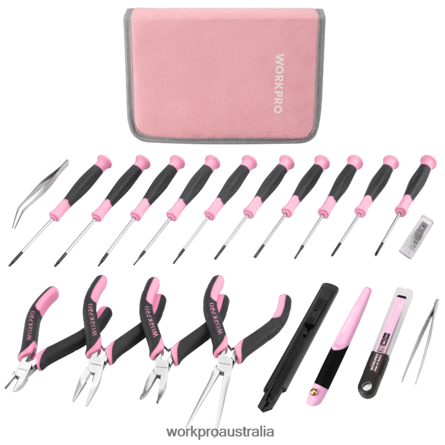 WORKPRO 33 Pcs Precision Repair Tool Set Includes Pliers Set D4R0VT257 Tool Pink/Blue