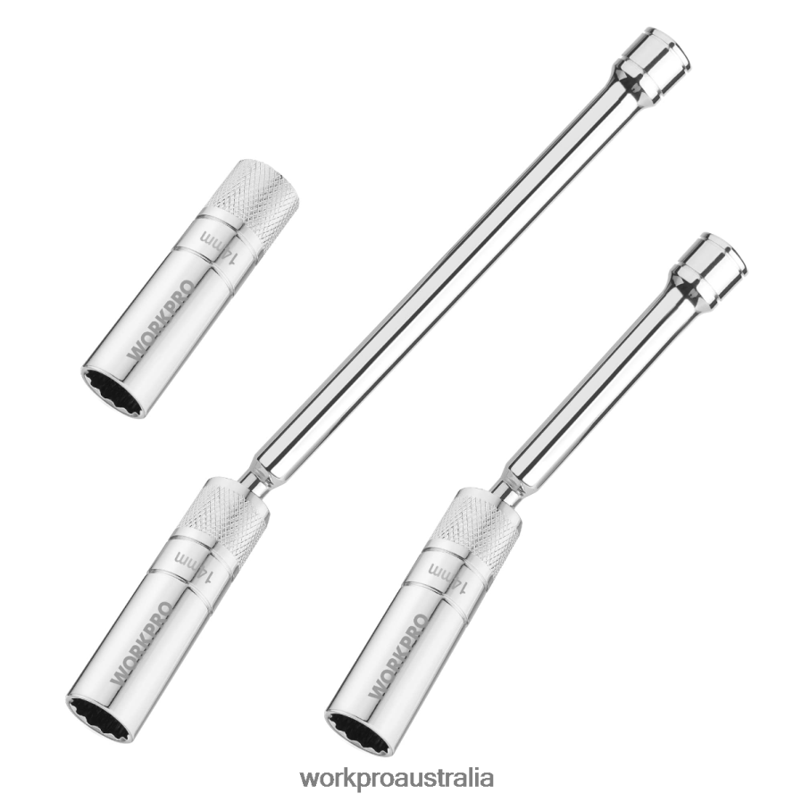 WORKPRO 3 Pcs-14mm Thin Wall Socket with 6- and 10-inch ExtensionsMagnetic Swivel Spark Plug Socket Set D4R0VT143 Tool Helpful