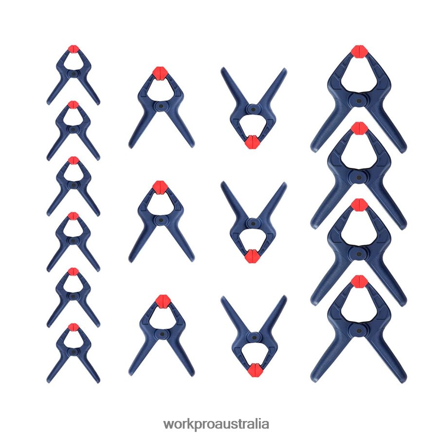 WORKPRO 16 Pcs Nylon Spring Clamp Set for Woodworking Photography Studios and DIY Works D4R0VT119 Tool Blue