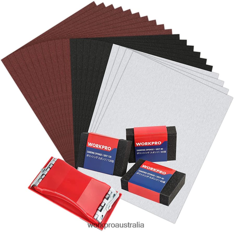 WORKPRO 24 Packs of Sandpaper 80-600 Assorted Grit with Holder D4R0VT150 Tool Helpful