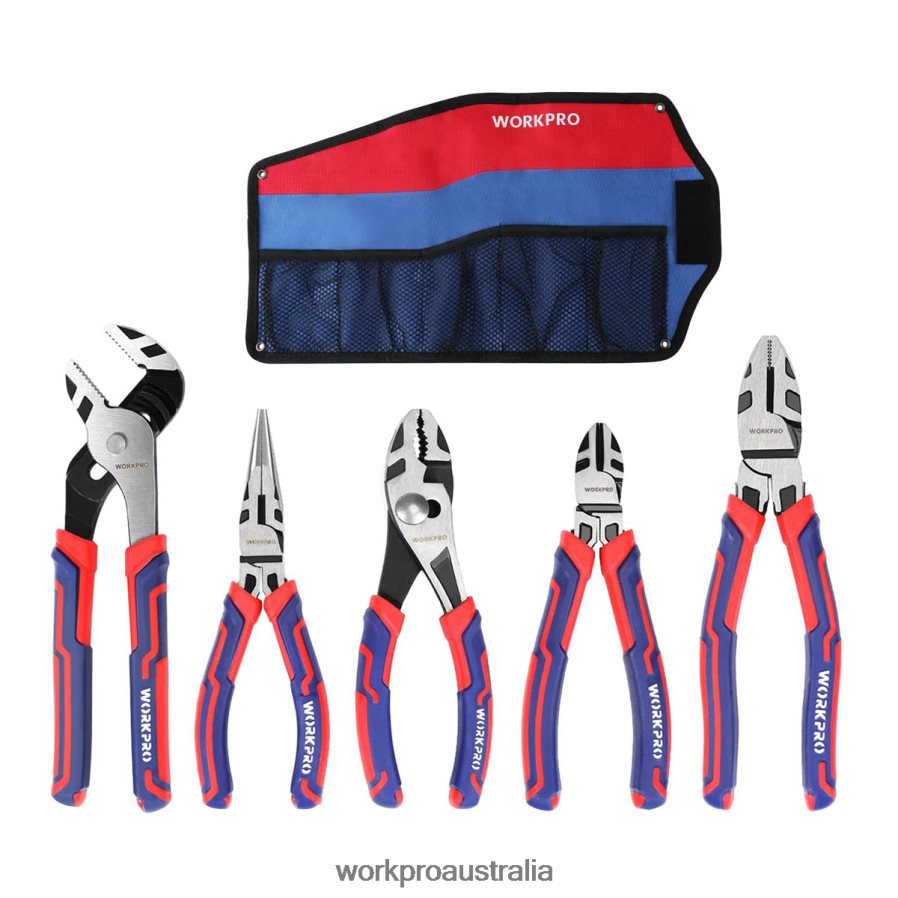 WORKPRO 5 Pcs Premium Cr-V Construction Pliers Set with Storage Pouch D4R0VT66 Tool Useful