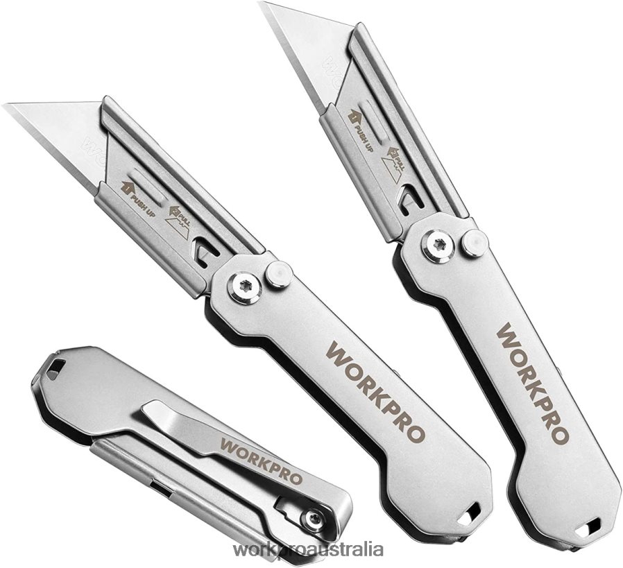 WORKPRO 3 PCS Folding Utility Knife Sets Quick Change Blades Box Cutter D4R0VT43 Tool Helpful