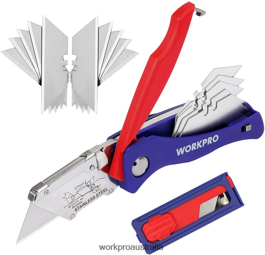 WORKPRO Folding Utility Knife with Back Lock Quick-change Box Cutter with Belt Clip D4R0VT46 Tool Morden
