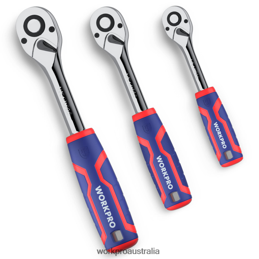 WORKPRO 3 Pcs Ratchet Set, Quick-Release Reversible 72-Tooth 40CR Steel Drive Socket Wrench D4R0VT91 Tool Helpful