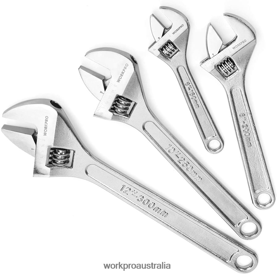 WORKPRO 4 Pcs Adjustable Wrench Forged Heat Treated Chrome-plated Set D4R0VT84 Tool Useful