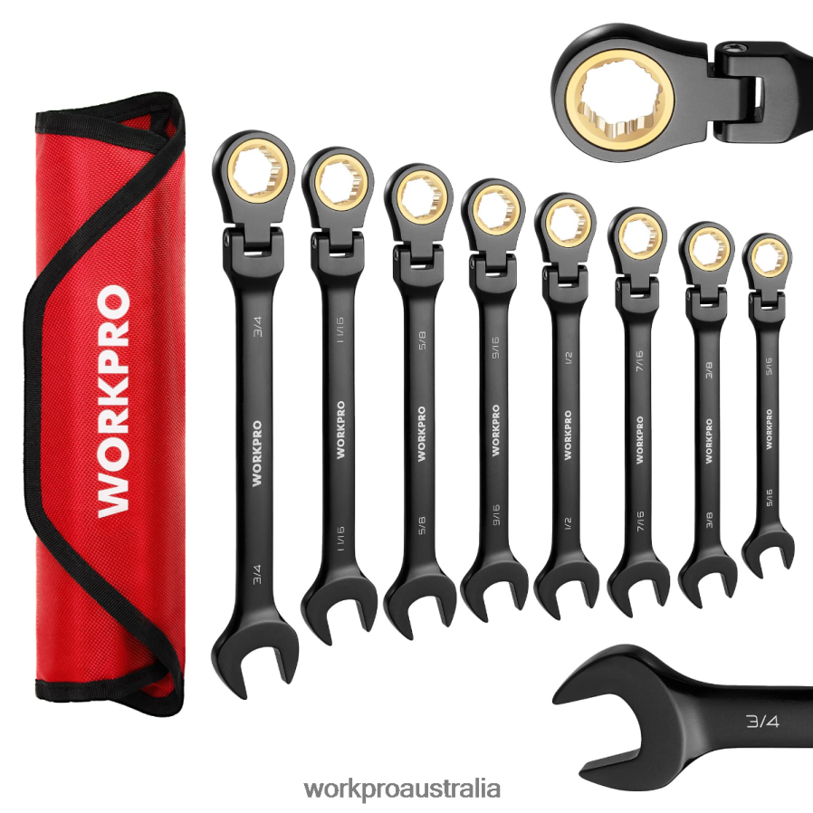 WORKPRO 8 Pcs Ratcheting Combination Flex-Head Anti-Slip Wrench Set D4R0VT80 Tool Morden