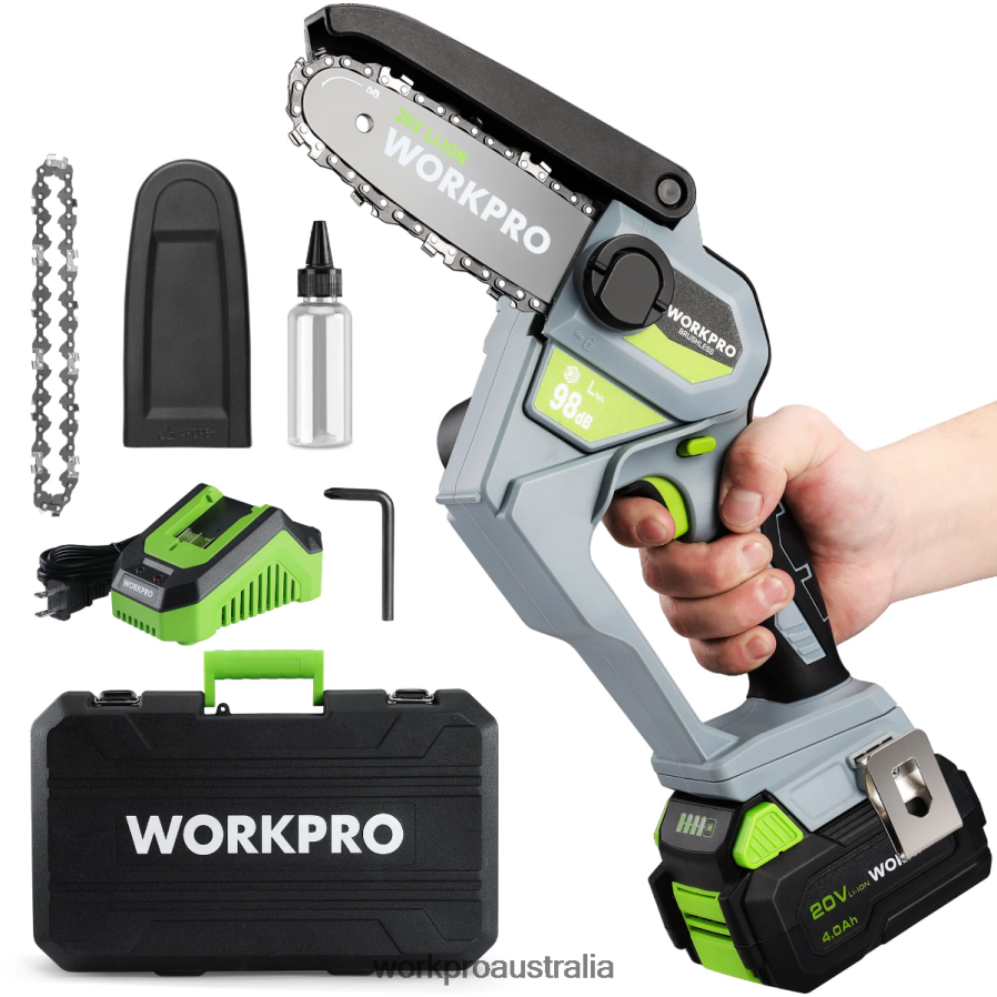 WORKPRO 20V Brushless Cordless Compact Chainsaw with 4.0Ah Battery and Replacement Chain D4R0VT298 Tool Morden