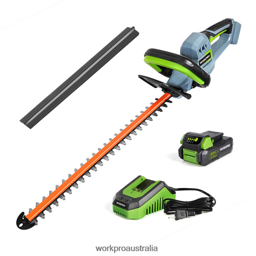 WORKPRO 20V Cordless Hedge Trimmer Dual Action Blades Electric Gardening Tool 2.0Ah Battery and 1 Hour Quick Charger Included D4R0VT295 Tool Morden
