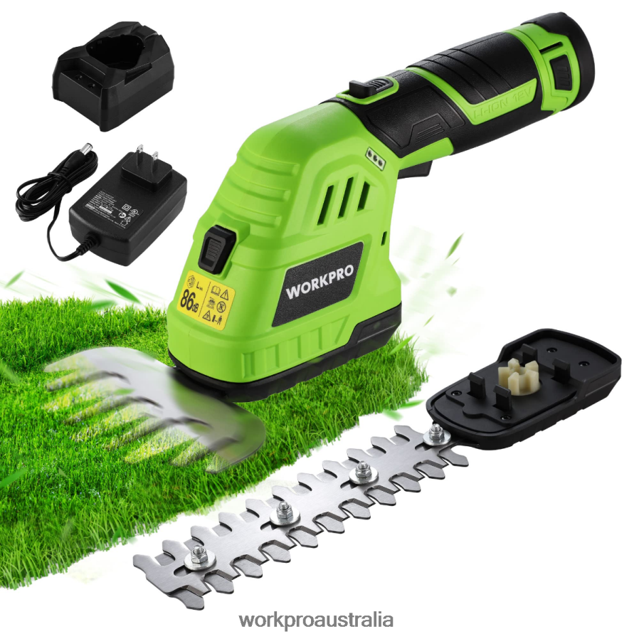 WORKPRO 2 in 1 12V Electric Cordless Grass Hedge Shear & Handheld Shrubbery Trimmer, with 2.0Ah Rechargeable Lithium-Ion Battery and 1 Hour Fast Charger D4R0VT301 Tool Morden
