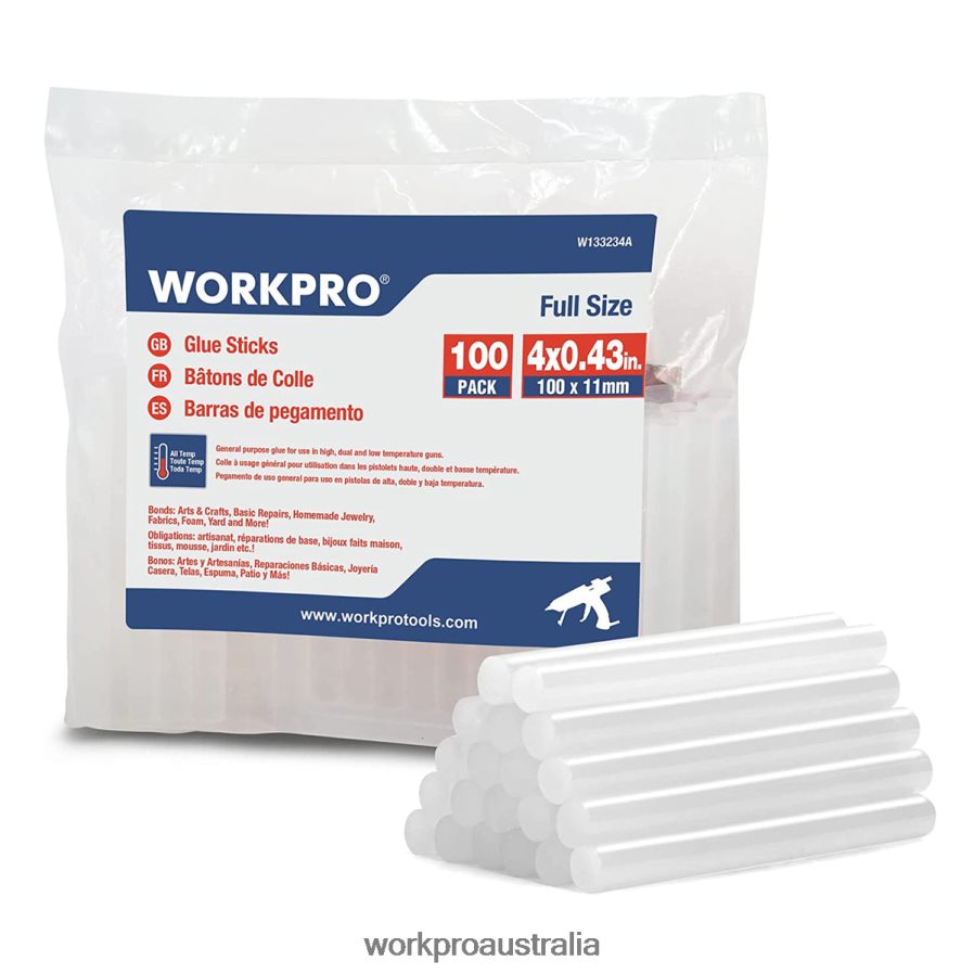 WORKPRO 100-pack Full Size Hot Glue Sticks Compatible with Most Glue Guns D4R0VT196 Tool New