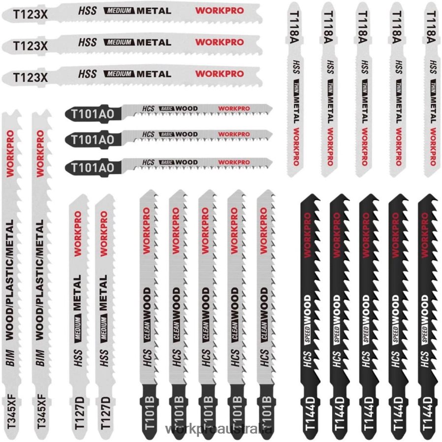 WORKPRO 25 Pcs T-Shank Jig Saw Blade Set with Storage Case D4R0VT210 Tool Helpful