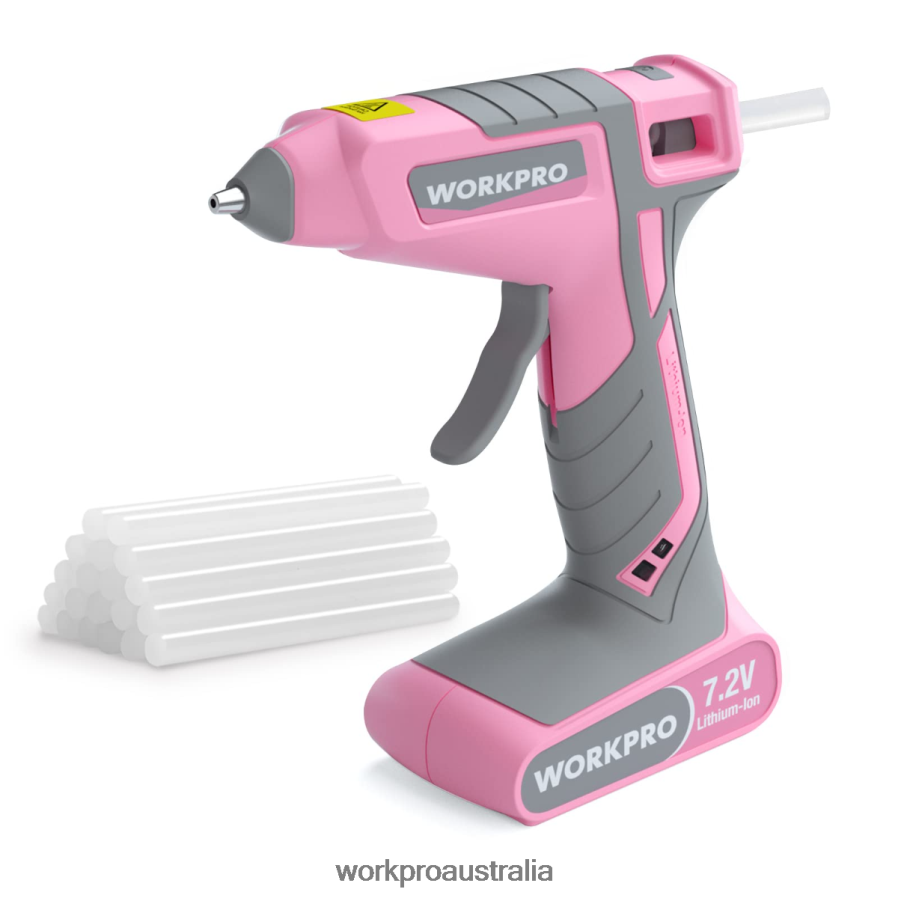 WORKPRO 7.2V Cordless Hot Melt Glue Gun Kit D4R0VT164 Tool Pink/White