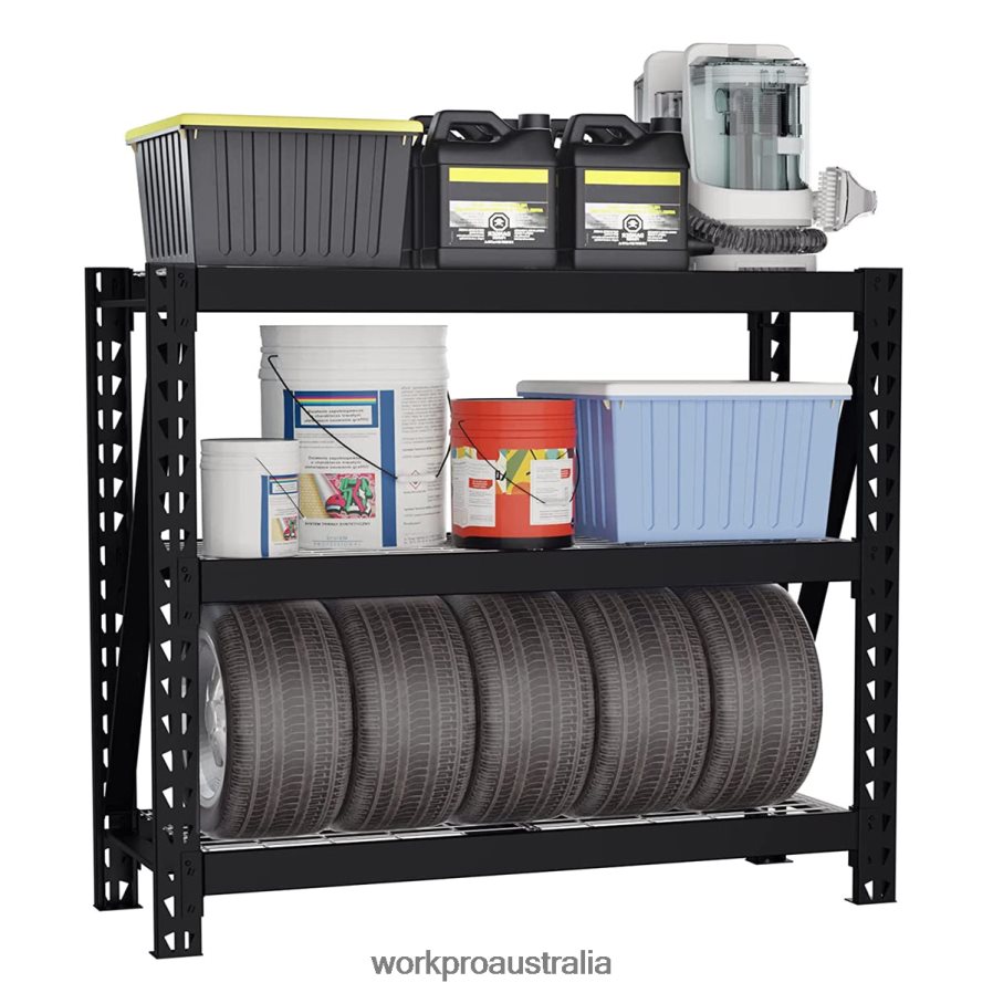 WORKPRO 3-Tier Garage Shelving Unit Heavy Duty Metal Storage Rack Height Adjustable Industrial Shelving D4R0VT8 Storage Helpful