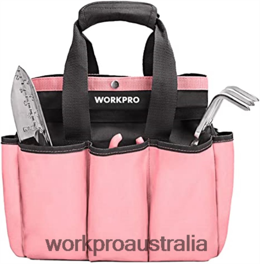 WORKPRO Garden Tool Bag, Garden Tote Storage Bag with 8 Pockets, Home Organizer for Indoor and Outdoor Gardening D4R0VT256 Storage Pink/Green