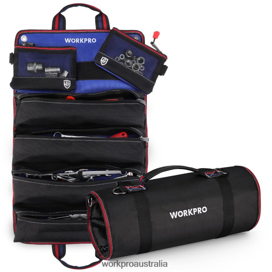 WORKPRO Heavy Duty Tool Roll Up Bag Organizer with 6 Pockets and Detachable Tool Pouches D4R0VT32 Storage New