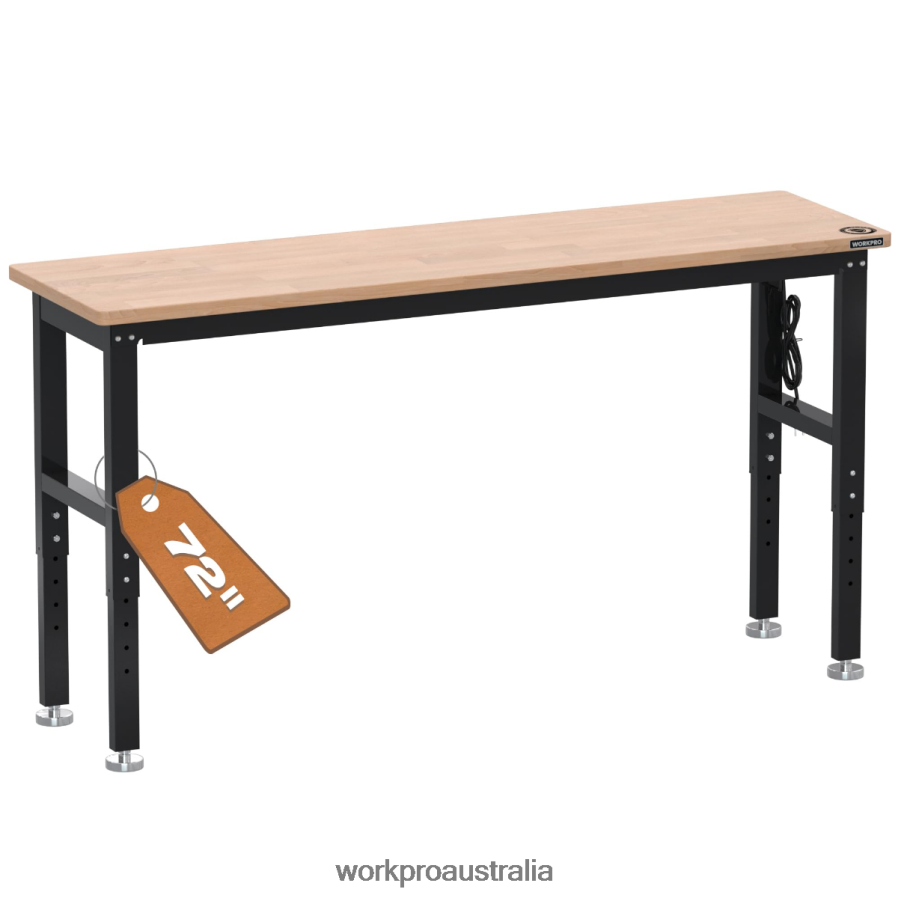 WORKPRO Adjustable Workbench 3000 LBS Load Capacity Hardwood Worktable with Power Outlets D4R0VT4 Storage Useful