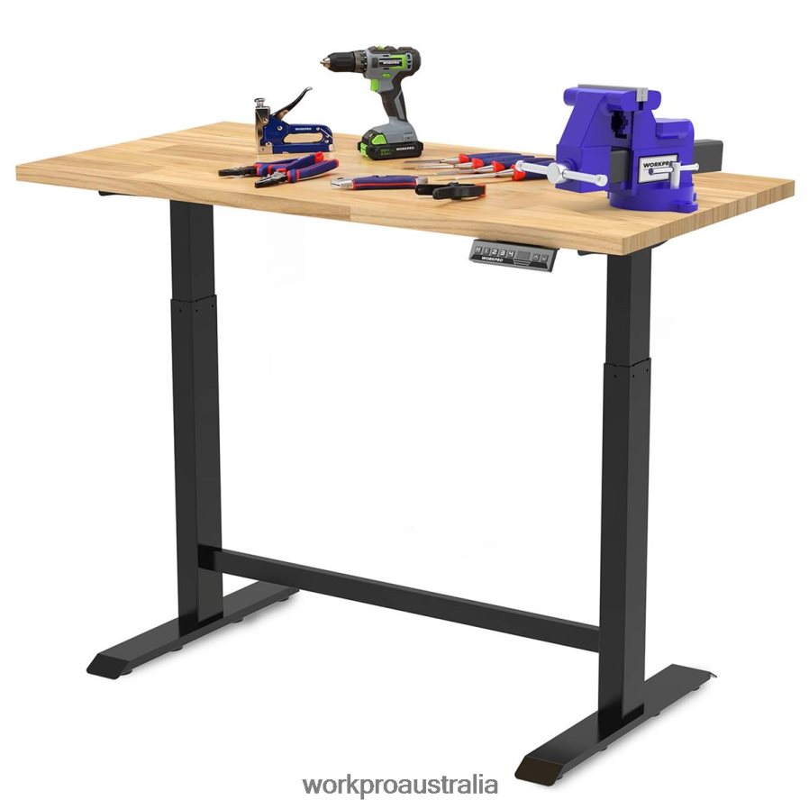 WORKPRO Electric Standing Height Adjustable Workbench with Wooden Top and Dual Motor D4R0VT5 Storage Morden